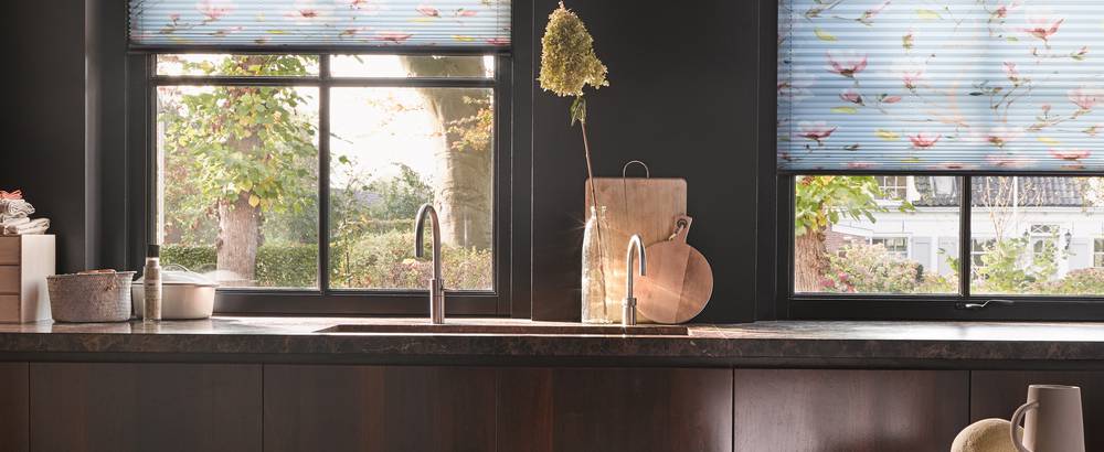 Kitchen pleated blinds
