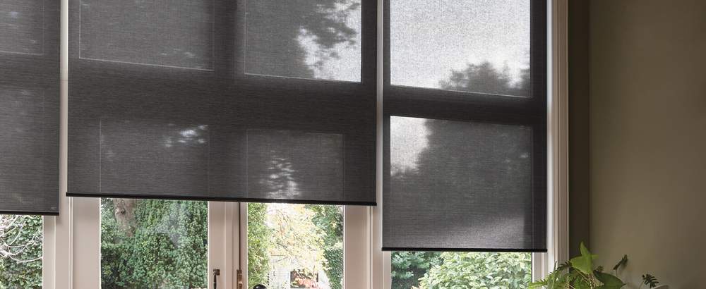 Black roller blinds